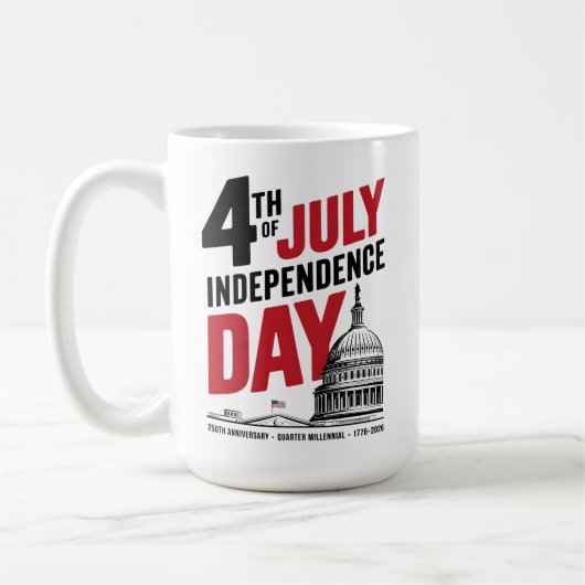 4th of July 250th Anniversary Independence Day Koffiemok (Links)