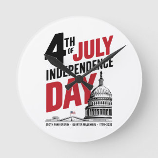 4th of July 250th Anniversary Independence Day Ronde Klok