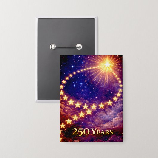 4th of July 50 Stars 250 Years USA Independence Button (Voorkant / Achterkant)