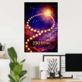 4th of July 50 Stars 250 Years USA Independence Poster (Thuiskantoor)