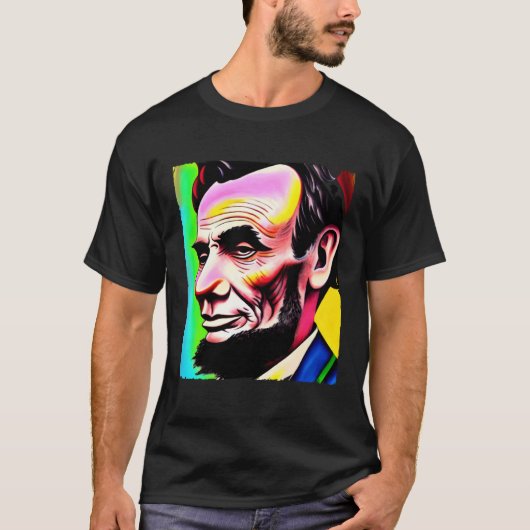 4th of July Abraham Lincoln Art Painting T-shirt (Voorkant)