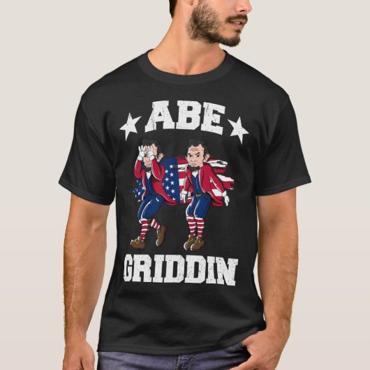 4th of July Abraham Lincoln Griddy Abe Griddin T-shirt (Voorkant)