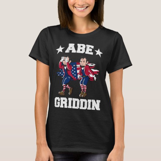 4th of July Abraham Lincoln Griddy Abe Griddin T-shirt (Voorkant)