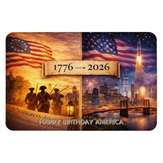 4th of July America 1776 - 2026 USA 250th Flexible Magneet (Horizontaal)