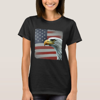 4th of July American Bald Eagle Had On USA Flag T-shirt