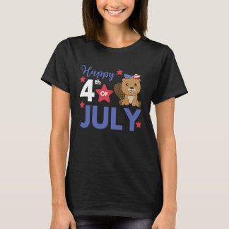 4th Of July American Beaver For Kids Cute Usa Beav T-shirt
