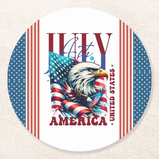 4th of July American Eagle Sublimation-61904 Ronde Kartonnen Onderzetter (Voorkant)