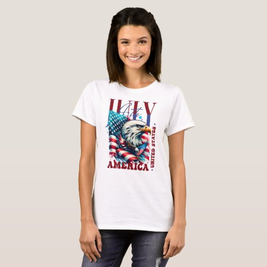 4th of July American Eagle Sublimation-61904 T-shirt (Voorkant volledig)