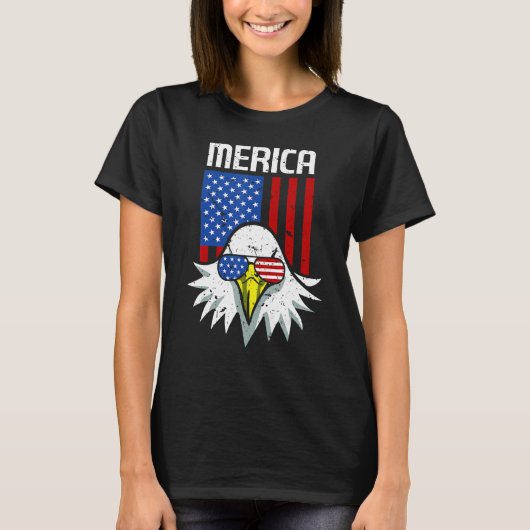 4th of July American Flag Bald Eagle Mullet 4th Ju T-shirt (Voorkant)