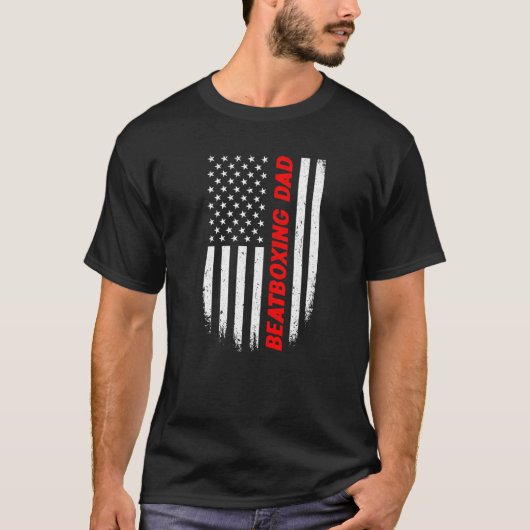 4th Of July American Flag Beatboxing Dad Fathers D T-shirt (Voorkant)