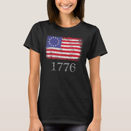 4th Of July American Flag Betsy Ross 1776 Men Wom T-shirt (Voorkant)