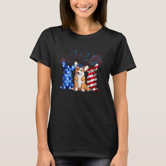 4th Of July American Flag Corgi Patriotic Dog Mens T-shirt (Voorkant)