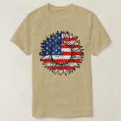 4th of July American Flag Sunflower Red White Blue T-shirt (Design voorkant)