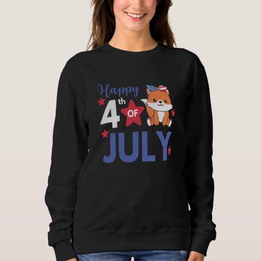 4th Of July American Fox For Kids Cute Usa Fox  4 Trui (Voorkant)