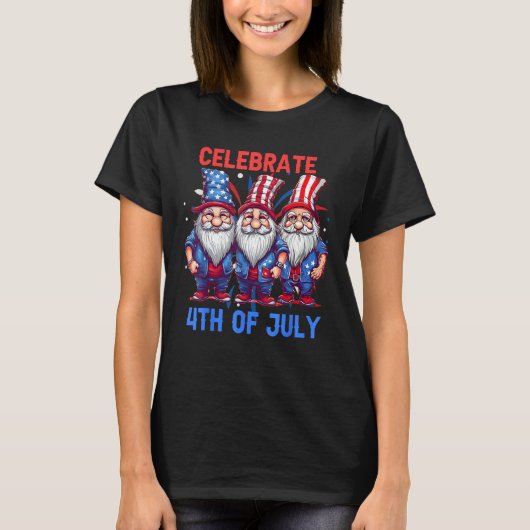 4th Of July American Gnomes Celebrating Independen T-shirt (Voorkant)