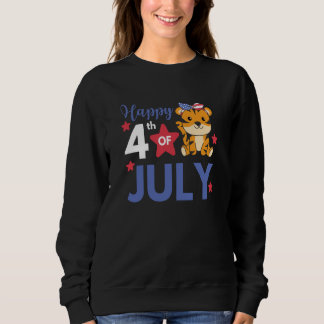 4th Of July American Tiger For Kids Cute Usa Tiger Trui