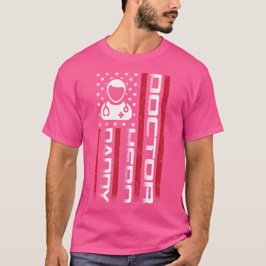 4Th Of July. Amerikaanse vlag Doctor Dad Vaderdag T-shirt (Voorkant)