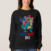 4th of July Amerisaurus Rex American Flag T Rex Di Trui (Voorkant)