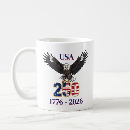 4th of July Anniversary 250 Years USA Bald Eagle Koffiemok (Links)