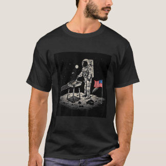 4th of July Astronaut American Flag Grilling on th T-shirt