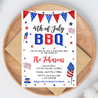 4th of July Backyard BBQ Invitation Kaart
