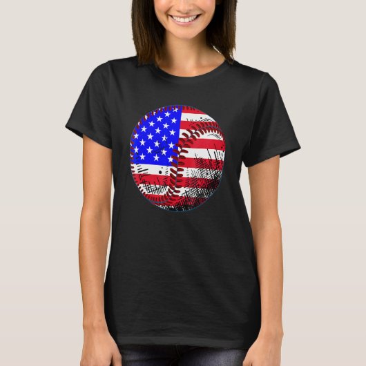 4th Of July Baseball American Flag Patriotic Weath T-shirt (Voorkant)