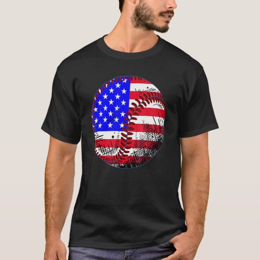 4th Of July Baseball American Flag Patriotic Weath T-shirt (Voorkant)