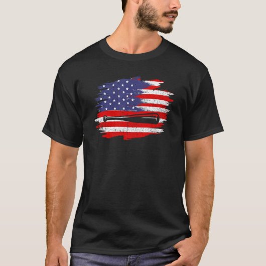 4th of July Baseball American Flag With Bat Patr T-shirt (Voorkant)