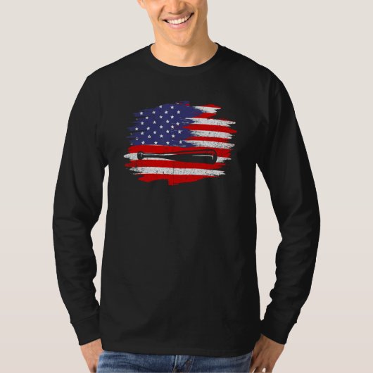 4th of July Baseball   American Flag With Bat Patr T-shirt (Voorkant)
