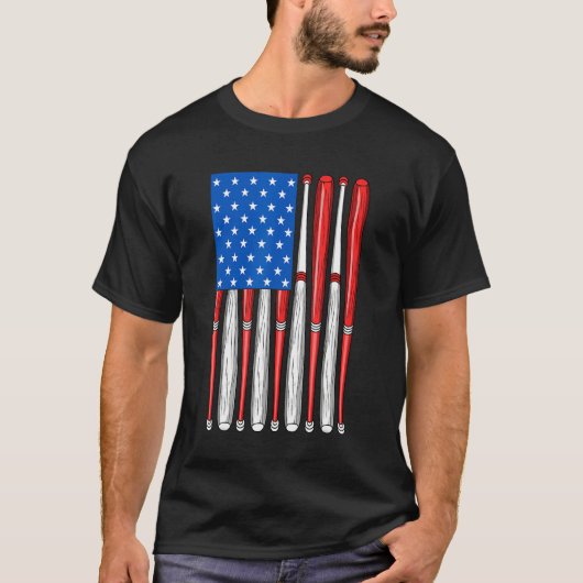 4th Of July Baseball Softball Flag American Flag T-shirt (Voorkant)