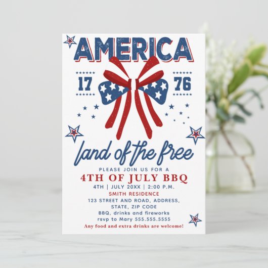 4th of July BBQ - America Land of the Free Kaart (Staand voorkant)