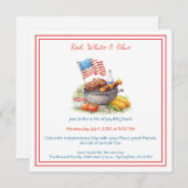 4th of July BBQ Invitation – Patriotic Backyard  Feestdagenkaart (Voorkant / Achterkant)