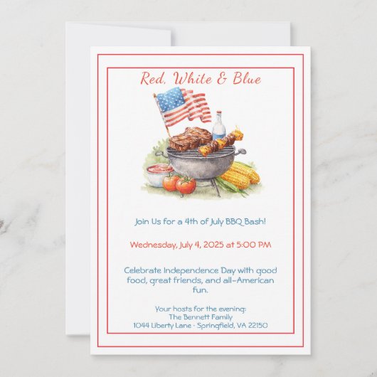 4th of July BBQ Invitation – Patriotic Backyard  Kaart (Voorkant)