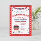 4th of July BBQ Party – ALL AMERICAN BBQ Kaart (Staand voorkant)