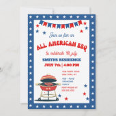 4th of July BBQ Party – ALL AMERICAN BBQ Kaart (Voorkant)