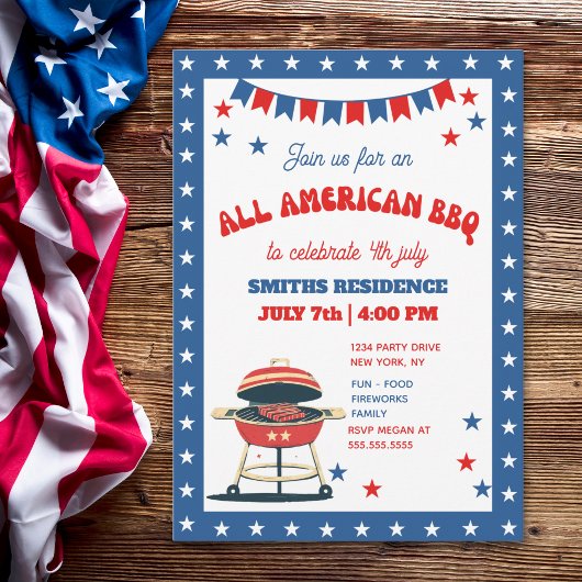 4th of July BBQ Party – ALL AMERICAN BBQ Kaart