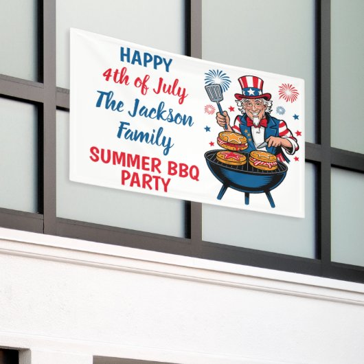 4th of July BBQ Party Banner (Buitenkant Gebouw)