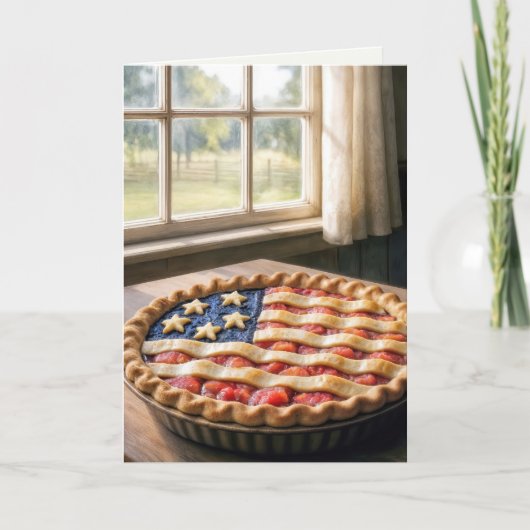 4th of July Birthday with American Flag Pie Kaart (Voorkant)