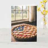 4th of July Birthday with American Flag Pie Kaart (Gele Bloem)