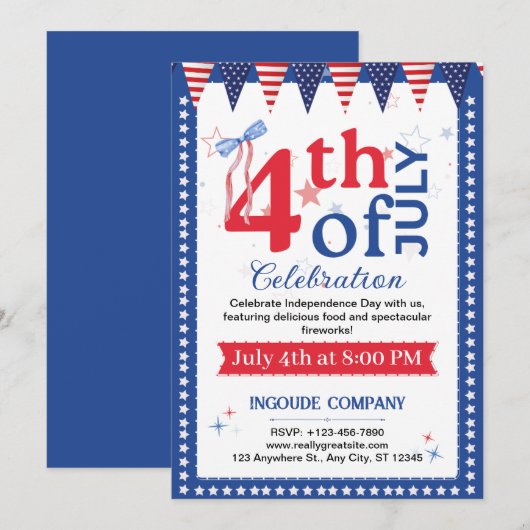 4th of July Block Party Kaart (Voorkant / Achterkant)