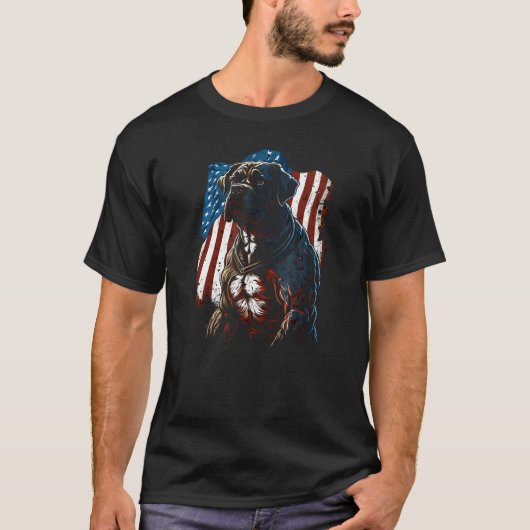 4th of July boxer dog USA Flag Patriotic Dog T-shirt (Voorkant)