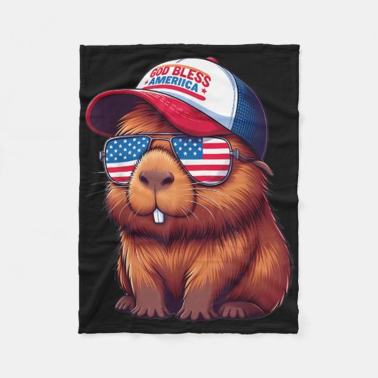 4th Of July Capybara – God Bless America Hat And P Fleece Deken (Voorkant)