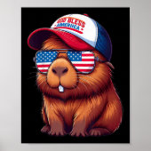 4th Of July Capybara – God Bless America Hat And P Poster (Voorkant)
