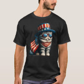 4th of July Cat American Flag Cat Lover Meowica In T-shirt (Voorkant)