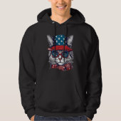 4th Of July Cat American Flag Patriotic Hoodie (Voorkant)