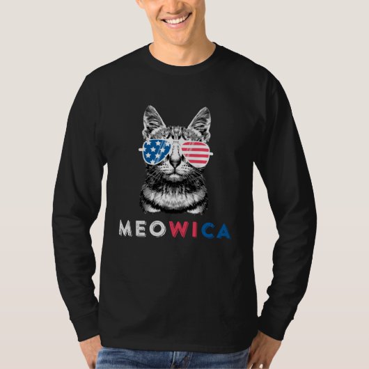 4th Of July Cat Meowica Merica Kitty Patriotic Cat T-shirt (Voorkant)