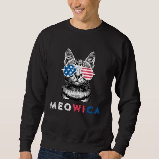 4th Of July Cat Meowica Merica Kitty Patriotic Cat Trui (Voorkant)