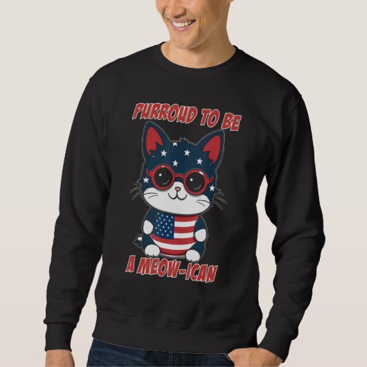 4th of July Cat Purroud To Be A Meow-ican, America Trui (Voorkant)