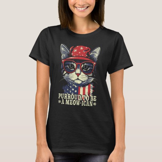 4th of July Cat Purroud To Be A Meowican, Patrioti T-shirt (Voorkant)