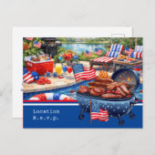 4th of July Celebration Barbecue Party invitation Briefkaart (Voorkant / Achterkant)